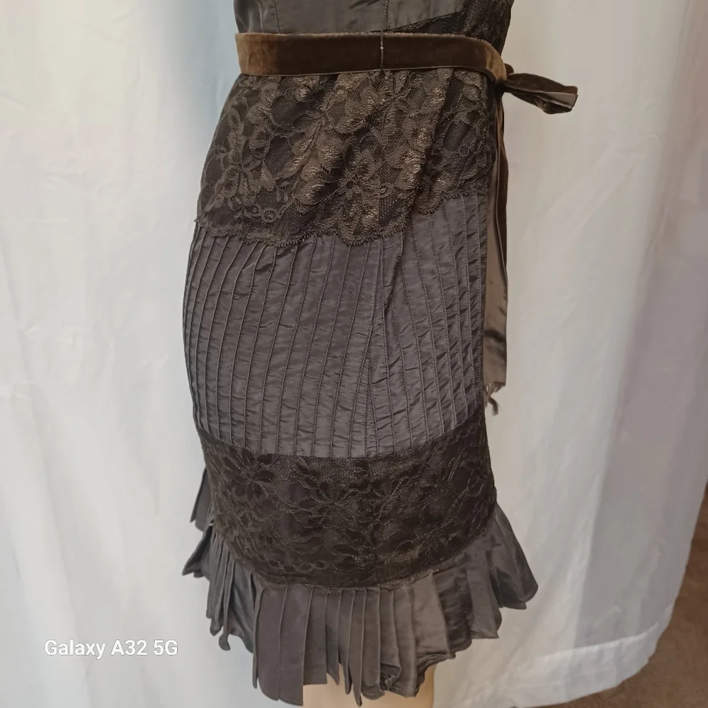 Banana Republic Women Size 4 Brown Strapless Sundress Pleated Cocktail - Picture 4 of 13